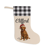 Load image into Gallery viewer, Personalized Fox Red Labrador Retriever Christmas Stocking, Custom Dog Name Holiday Stocking, Labrador Lover Gift, Pet Christmas Decor
