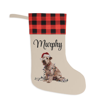 Personalized Soft Coated Wheaten Terrier Christmas Stocking, Holiday Decor Gift for Pet Lovers