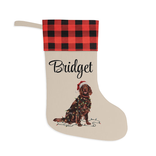 Personalized Irish Setter Christmas Stocking, Holiday Decor Gift for Pet Lovers