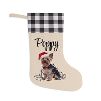 Load image into Gallery viewer, Personalized Yorkshire Terrier Christmas Stocking, Holiday Decor Gift for Pet Lovers

