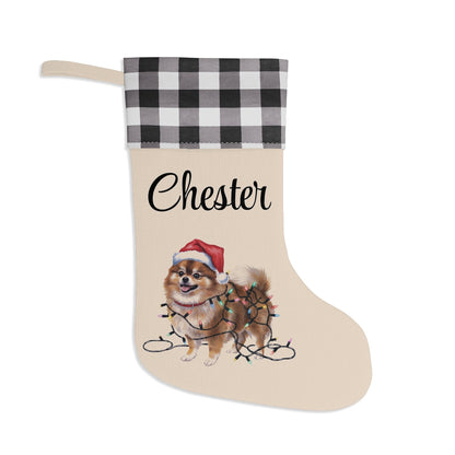 Personalized Pomeranian Christmas Stocking, Holiday Decor Gift for Pet Lovers