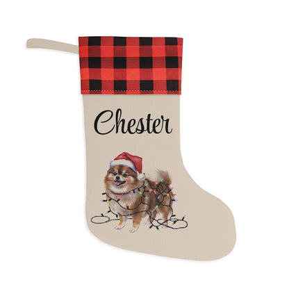 Personalized Pomeranian Christmas Stocking, Holiday Decor Gift for Pet Lovers