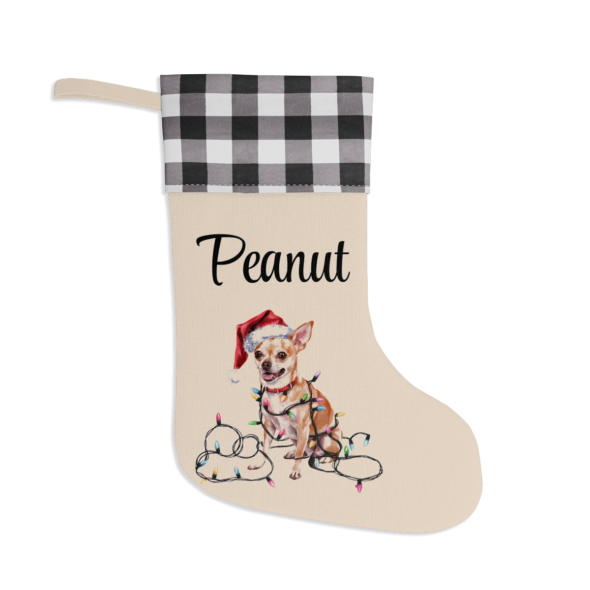 Personalized Tan Chihuahua Christmas Stocking