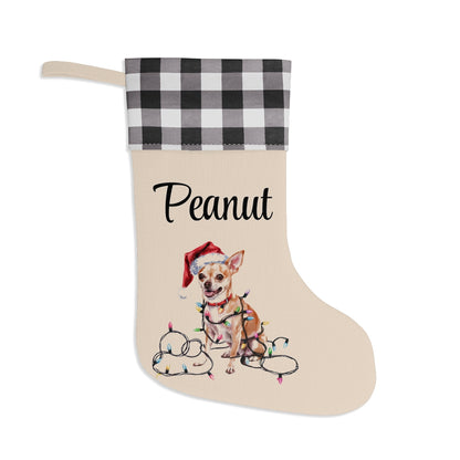 Personalized Tan Chihuahua Christmas Stocking