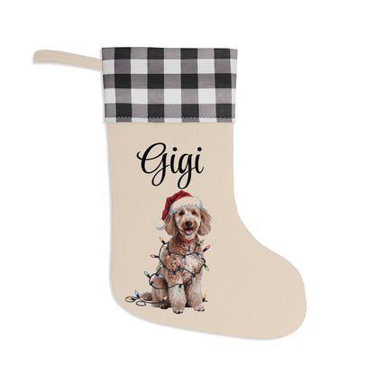 Personalized Poodle Christmas Stocking, Holiday Decor Gift for Pet Lovers
