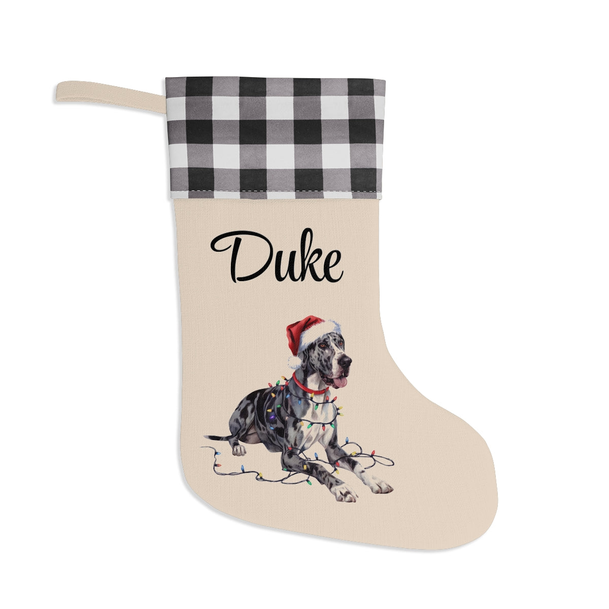Personalized Great Dane Christmas Stocking, Holiday Decor Gift for Pet Lovers