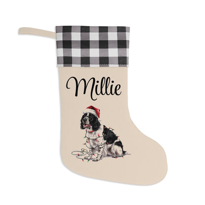 Personalized Black Springer Spaniel Christmas Stocking, Holiday Decor Gift for Pet Lovers