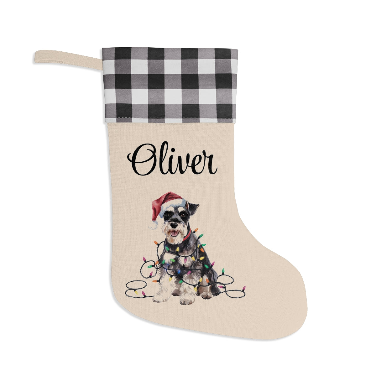 Personalized Schnauzer Christmas Stocking, Holiday Decor Gift for Pet Lovers