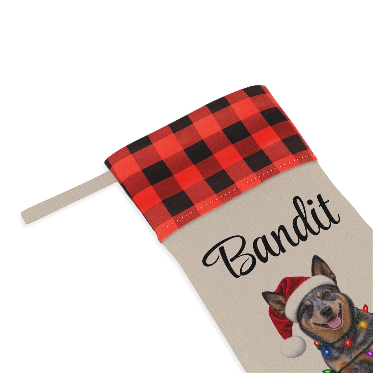 Australian Cattle Dog Personalized Christmas Stocking, Custom Blue Heeler Holiday Stocking, Dog Lover Gift
