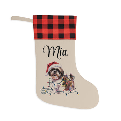 Personalized Shih Tzu Christmas Stocking, Holiday Decor Gift for Pet Lovers