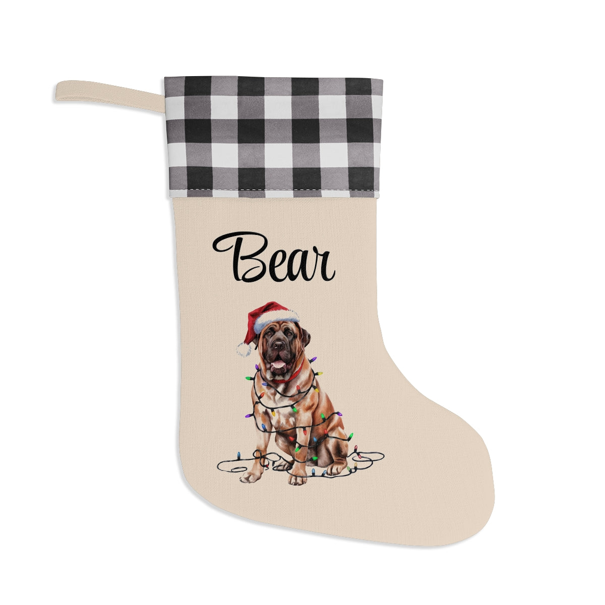 Personalized Mastiff Christmas Stocking, Holiday Decor Gift for Pet Lovers
