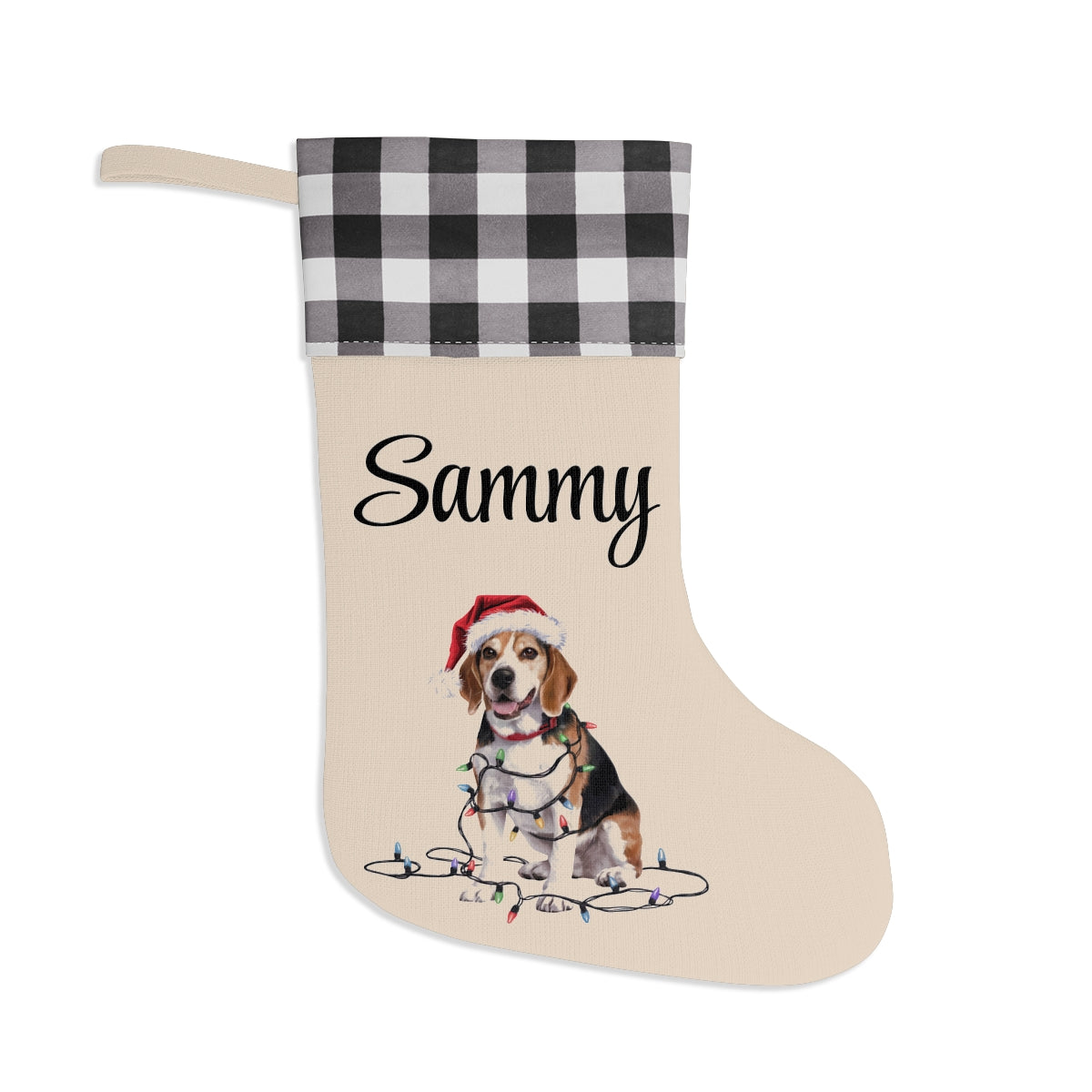 Personalized Beagle Stocking, Custom Christmas Stocking