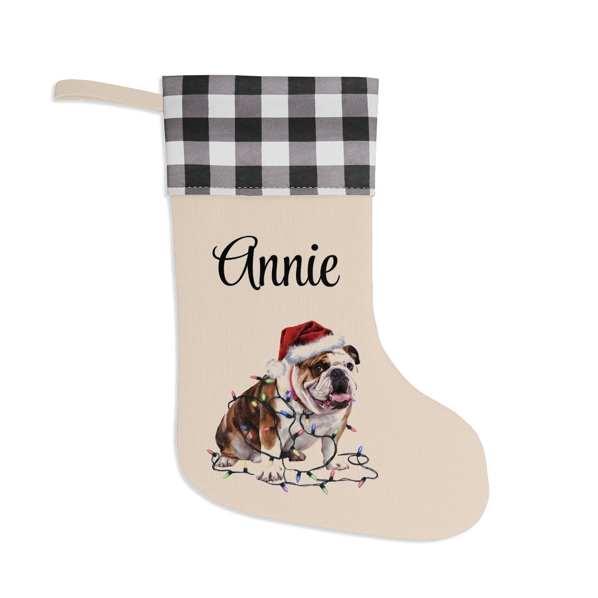 Personalized Bulldog Christmas Stocking,  Holiday Decor Gift for Pet Lovers