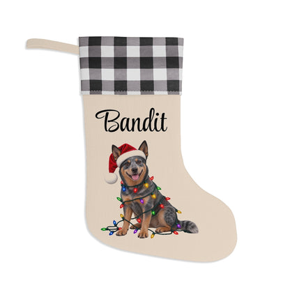 Australian Cattle Dog Personalized Christmas Stocking, Custom Blue Heeler Holiday Stocking, Dog Lover Gift