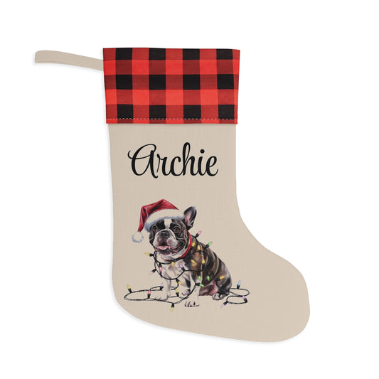 Personalized French Bulldog Christmas Stocking, Holiday Decor Gift for Pet Lovers