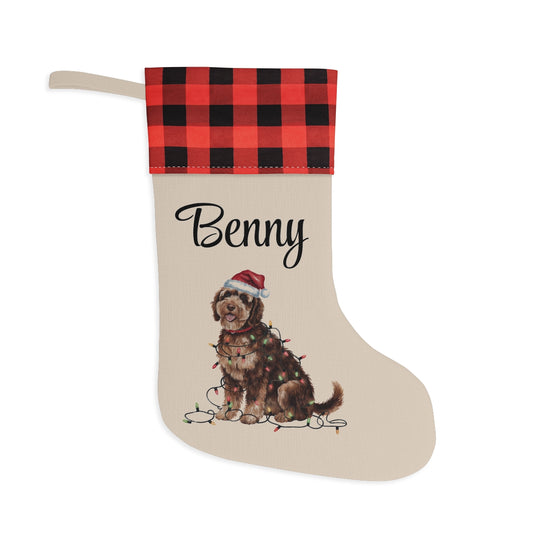 Personalized Portuguese Water Dog Christmas Stocking, Holiday Decor Gift for Pet Lovers