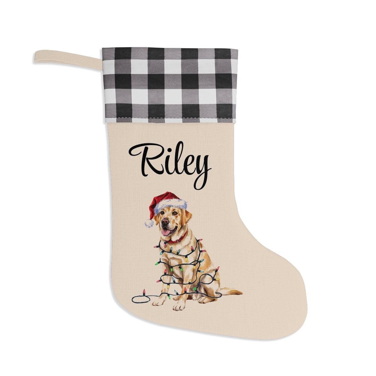 Personalized Yellow Labrador Christmas Stocking, Holiday Decor Gift for Pet Lovers
