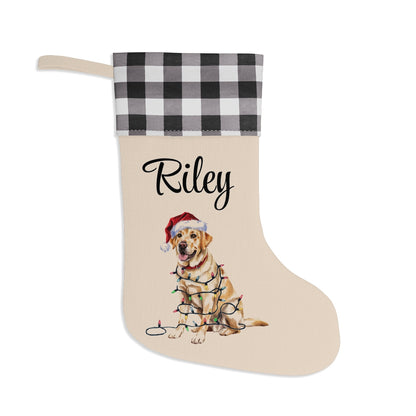 Personalized Yellow Labrador Christmas Stocking, Holiday Decor Gift for Pet Lovers