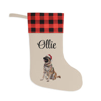 Load image into Gallery viewer, Personalized Anatolian Shepherd Christmas Stocking with Plaid Cuff, Custom Holiday Pet Decor, Dog Lover Xmas Gift
