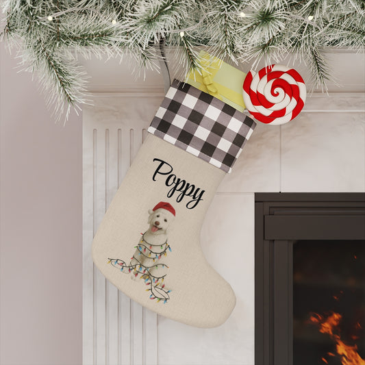 Personalized Aussiedoodle Lights Christmas Stocking