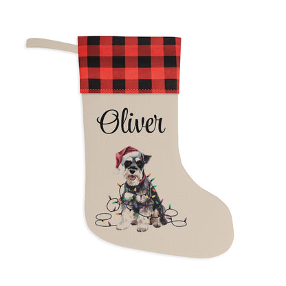 Personalized Schnauzer Christmas Stocking, Holiday Decor Gift for Pet Lovers