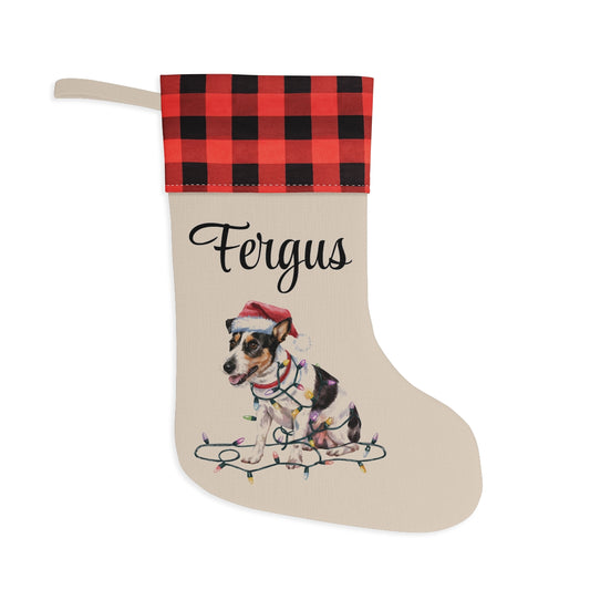 Personalized Rat Terrier Christmas Stocking, Holiday Decor Gift for Pet Lovers