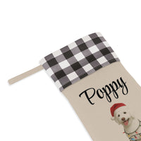 Load image into Gallery viewer, Personalized Aussiedoodle Lights Christmas Stocking