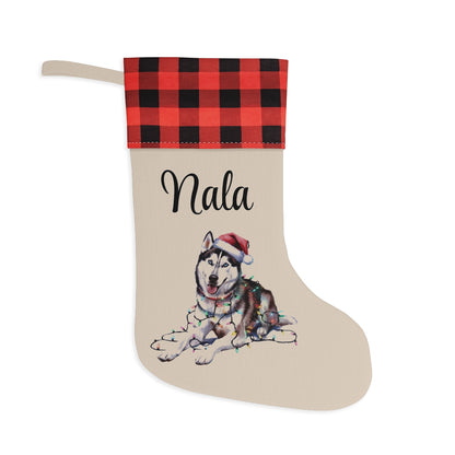 Personalized Siberian Husky Christmas Stocking, Holiday Decor Gift for Pet Lovers