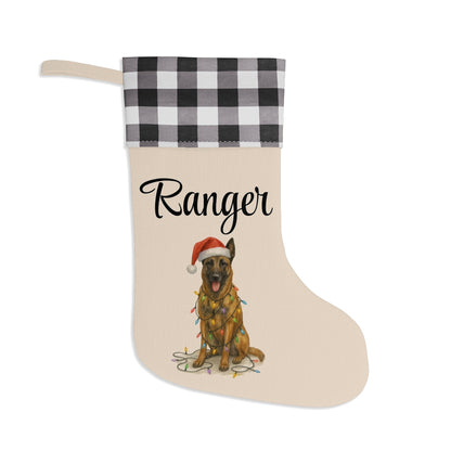 Personalized Belgian Malinois Christmas Stocking