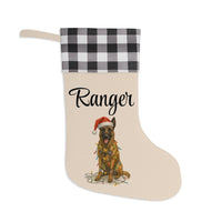Load image into Gallery viewer, Personalized Belgian Malinois Christmas Stocking, Dog Lovers Santa Holiday Stocking
