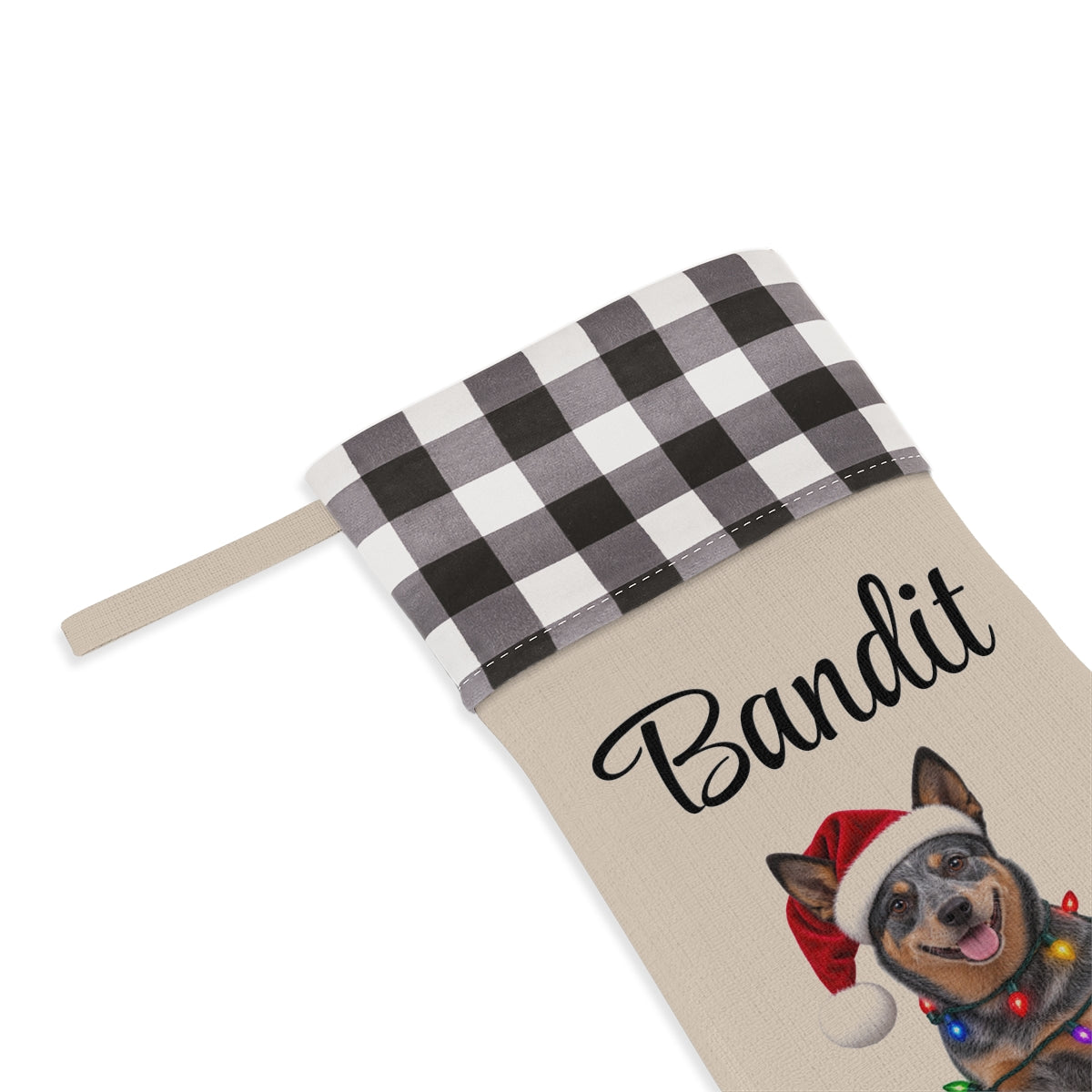 Australian Cattle Dog Personalized Christmas Stocking, Custom Blue Heeler Holiday Stocking, Dog Lover Gift