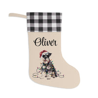 Load image into Gallery viewer, Personalized Schnauzer Christmas Stocking, Holiday Decor Gift for Pet Lovers
