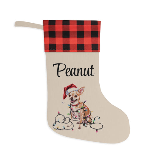 Personalized Tan Chihuahua Christmas Stocking