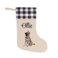 Load image into Gallery viewer, Personalized Anatolian Shepherd Christmas Stocking with Plaid Cuff, Custom Holiday Pet Decor, Dog Lover Xmas Gift
