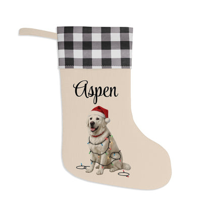 Personalized English Cream Golden Retriever Christmas Stocking, Custom Dog Name Stocking, Golden Retriever Lover Gift, Holiday Mantel Decor