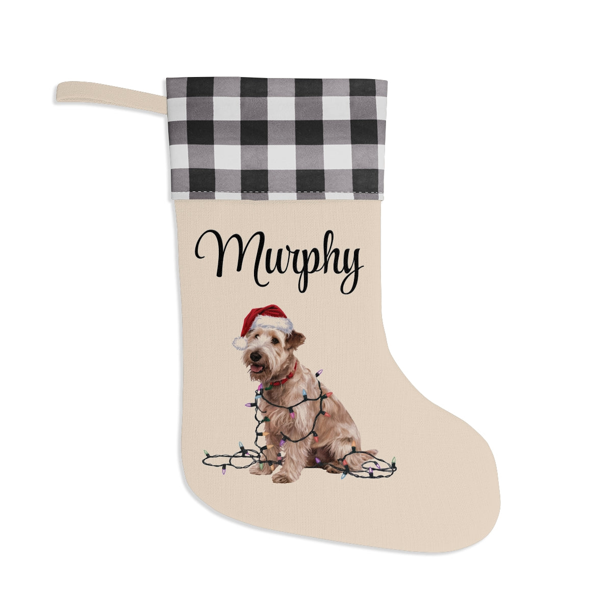 Personalized Soft Coated Wheaten Terrier Christmas Stocking, Holiday Decor Gift for Pet Lovers