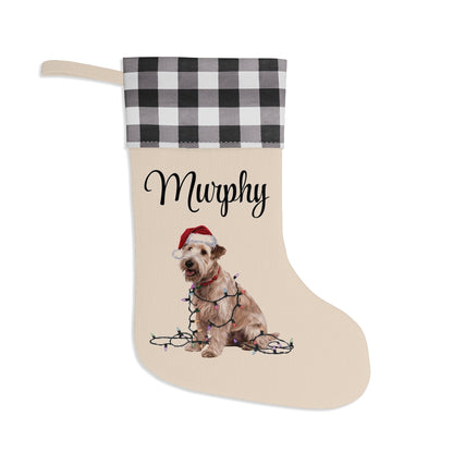 Personalized Soft Coated Wheaten Terrier Christmas Stocking, Holiday Decor Gift for Pet Lovers