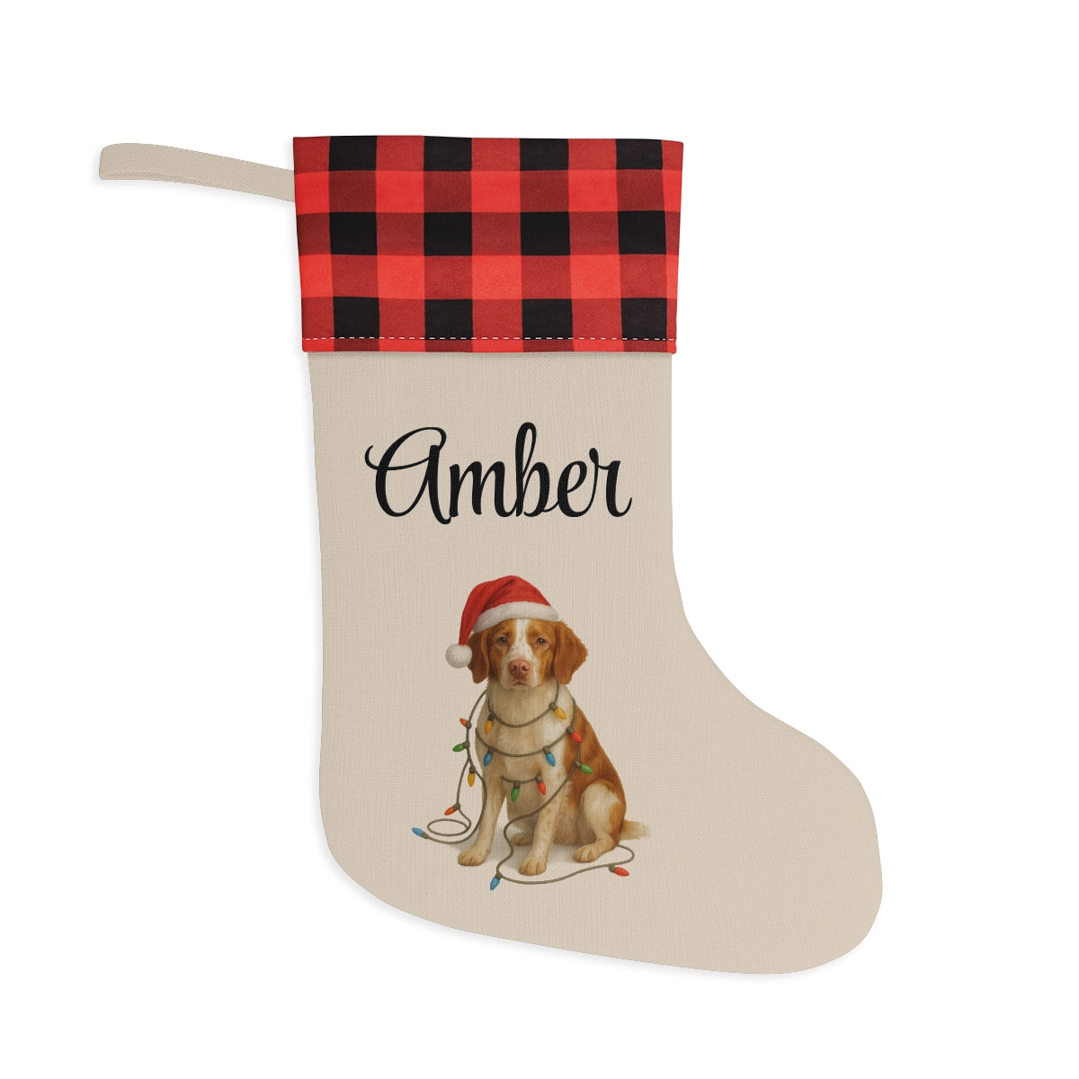 Personalized Brittany Spaniel Christmas Stocking