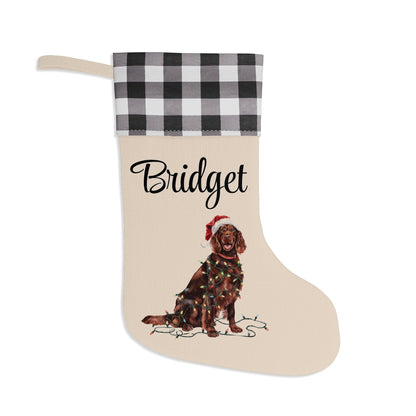 Personalized Irish Setter Christmas Stocking, Holiday Decor Gift for Pet Lovers