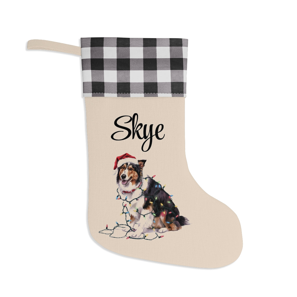 Personalized Collie Christmas Stocking,  Holiday Decor Gift for Pet Lovers