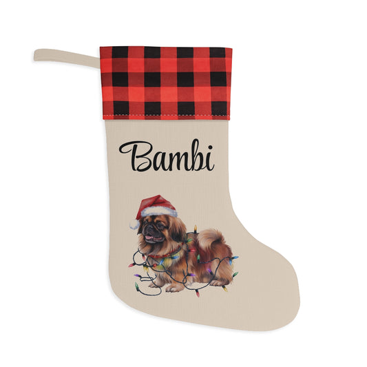 Personalized Pekingese Christmas Stocking, Holiday Decor Gift for Pet Lovers