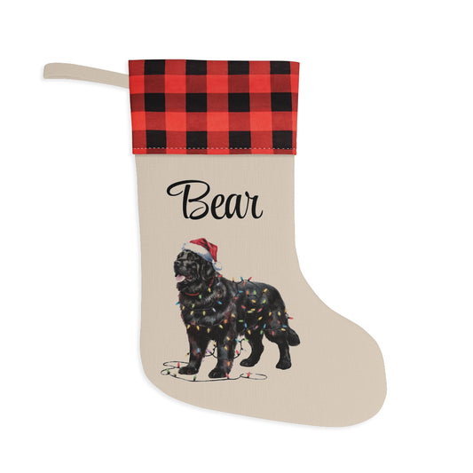 Personalized Black Newfoundland Christmas Stocking, Holiday Decor Gift for Pet Lovers