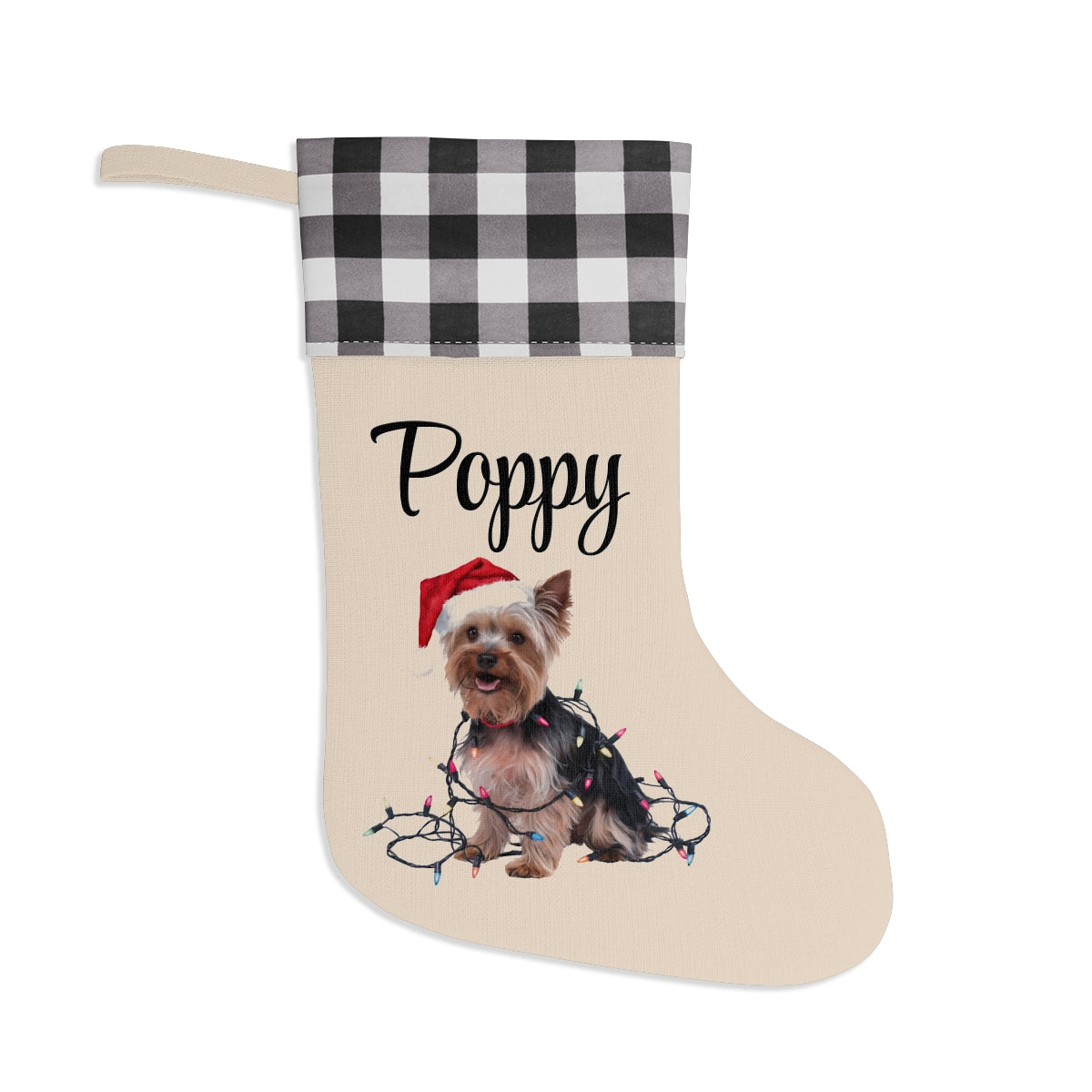 Personalized Yorkshire Terrier Christmas Stocking, Holiday Decor Gift for Yorkie Lovers