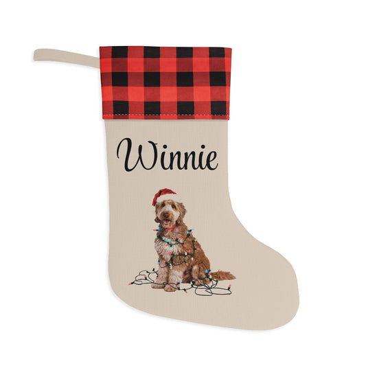 Personalized Goldendoodle Christmas Stocking, Holiday Decor Gift for Pet Lovers