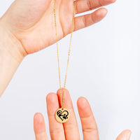 Load image into Gallery viewer, Custom Paw Print Heart Necklace – Personalized Pet Memorial Jewelry with Engraving, Gold or Rose Gold
