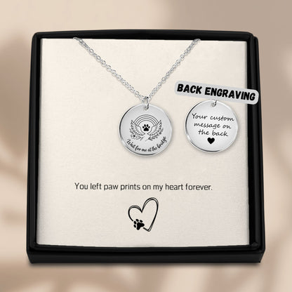 Personalized Pet Memorial Necklace Rainbow Bridge Paw Print Charm, Custom Engraving, Stainless Steel, Gold, or Rose Gold