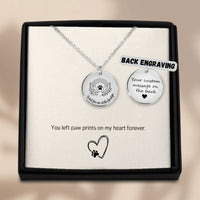 Load image into Gallery viewer, Personalized Pet Memorial Necklace Rainbow Bridge Paw Print Charm, Custom Engraving, Stainless Steel, Gold, or Rose Gold
