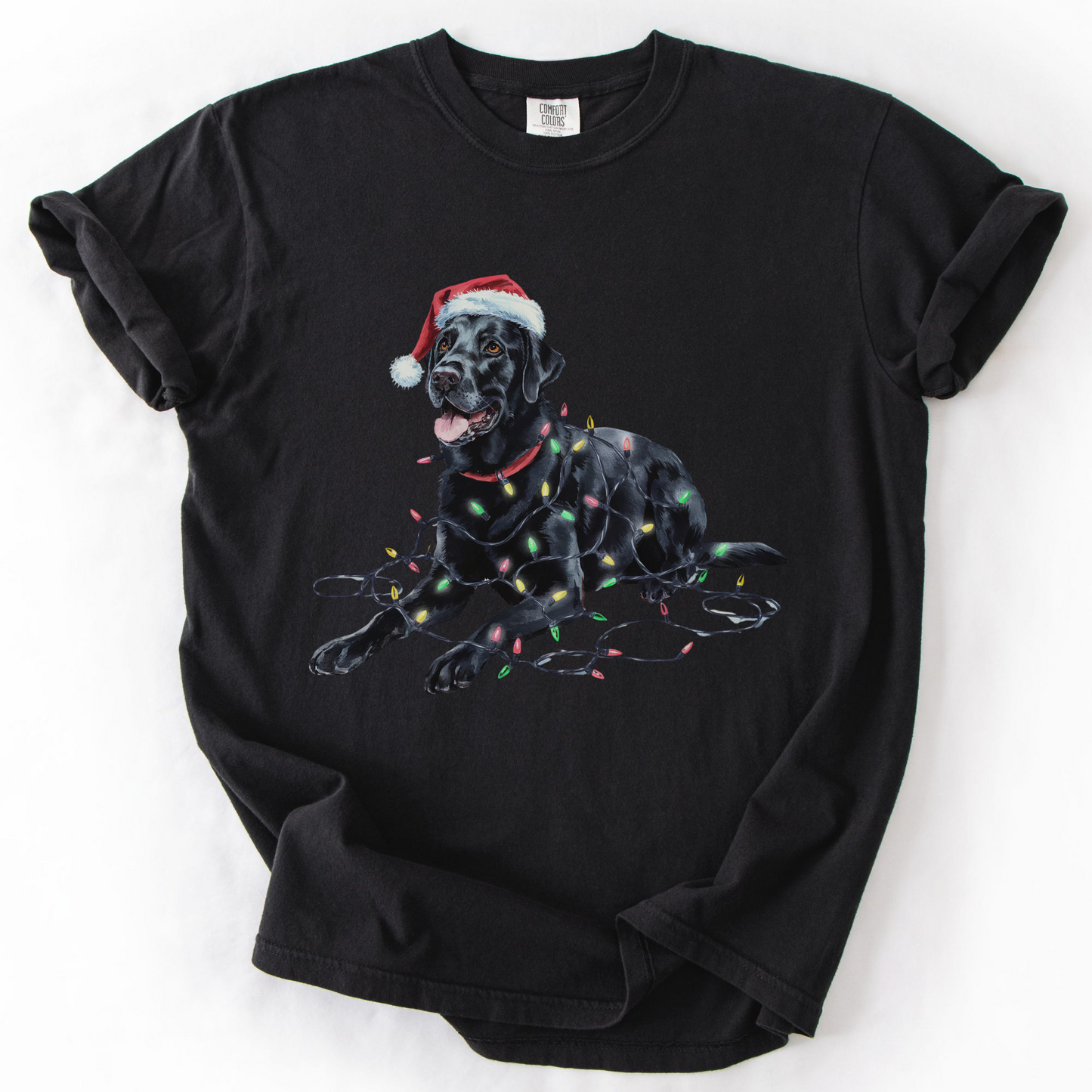 Christmas Black Labrador Shirt, Christmas Lights Dog Tee, Christmas Dog Tee, Lab Mom Tshirt, Gift for Dog Lover, Black Lab