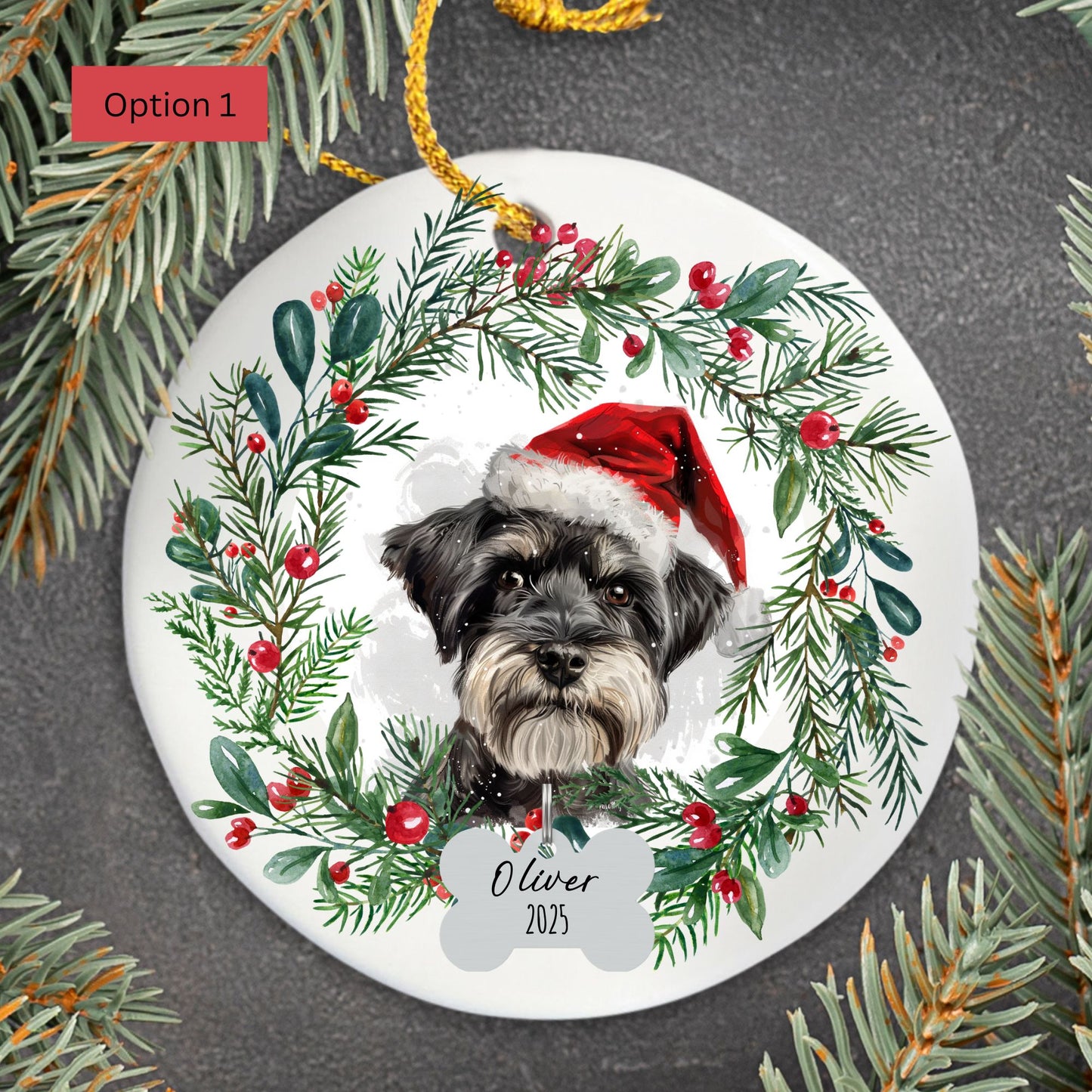 Personalized Schnauzer Christmas Ornament
