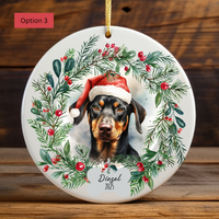 Load image into Gallery viewer, Personalized Doberman Ornament, Custom Dog Christmas Keepsake, Customized Pet Name Ornament, Pet Memorial Ornament, Custom Dog Keepsake
